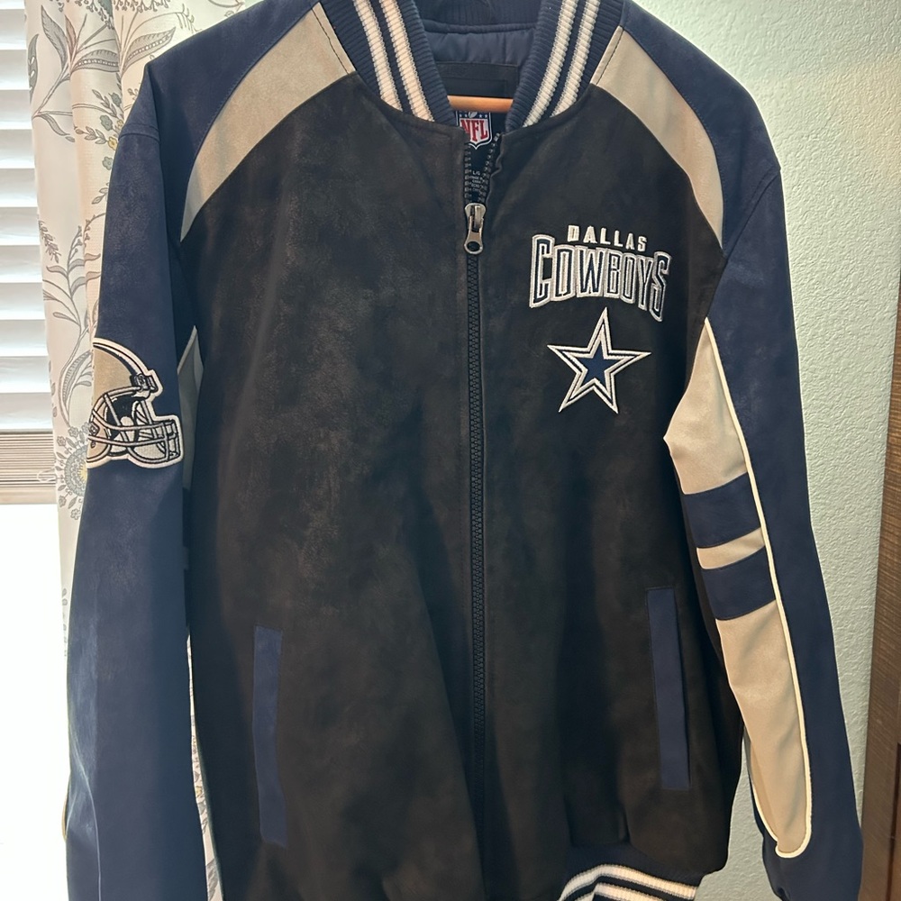 NFL Dallas Cowboys Black and Blue Varsity Jacket